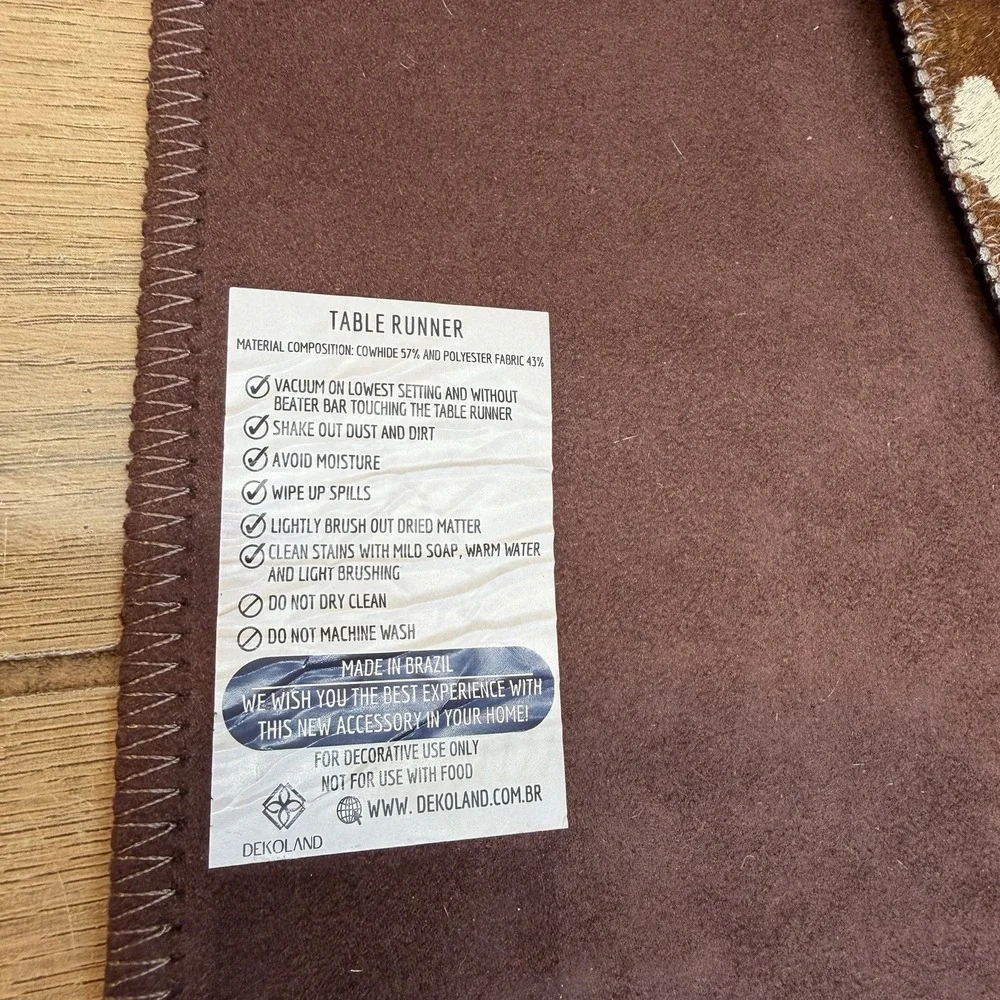 Dekoland Cowhide Hair On Hide Leather Table Runner 4 Placemats Western Cowboy
